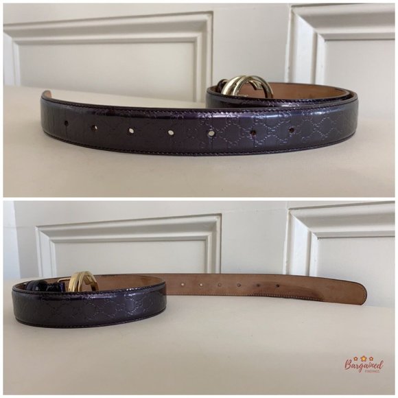 Authentic Gucci Purple Microguccissima Patent Leather Interlocking G Belt 85/34 - Picture 11 of 13